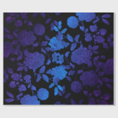 Black Lila Blue Ombre Modernes Vintages Floral Geschenkpapier (Flach)