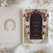 Black Lila Calla Lily Wedding Art Nouveau Mucha Einladung