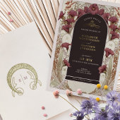 Black Lila Calla Lily Wedding Art Nouveau Mucha Folieneinladung