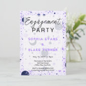 Black & Lila Celestis Wedding Engagement Party Einladung (Stehend Vorderseite)