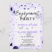 Black & Lila Celestis Wedding Engagement Party Einladung (Vorne/Hinten)
