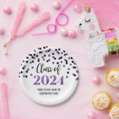 Black Lila Confetti Abschluss 2024 Pappteller (Party)