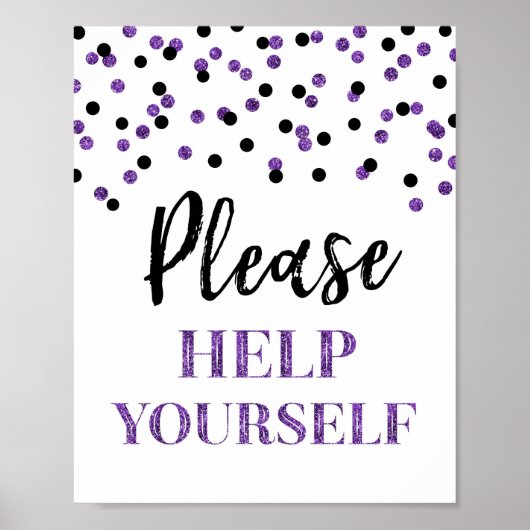 Black Lila Confetti Bitte helfen Sie sich selbst z Poster (Vorne)