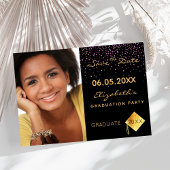 Black lila Confetti Graduation Party Save The Date