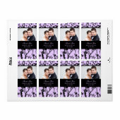 Black Lila Damask Foto Hochzeitsmarken (Vorne)