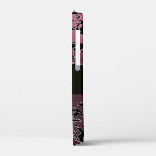 BLACK LILA DAMASK MONOGRAMM Case-Mate iPhone HÜLLE (Rückseite / Links)