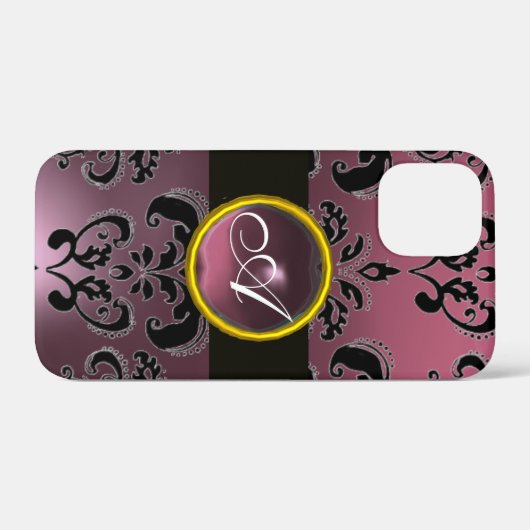 BLACK LILA DAMASK MONOGRAMM Case-Mate iPhone HÜLLE (Rückseite (Horizontal))