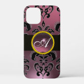 BLACK LILA DAMASK MONOGRAMM Case-Mate iPhone HÜLLE (Rückseite)