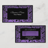 Black lila Damask Terminkarten Terminkarte (Vorne/Hinten)
