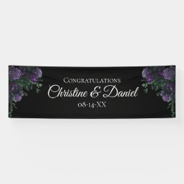 Black Lila Floral Elegante Wedding Gothic Banner