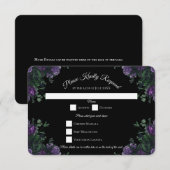 Black Lila Floral Elegante Wedding Gothic Einladung (Vorne/Hinten)