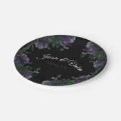 Black Lila Floral Elegante Wedding Gothic Pappteller (Schrägansicht)