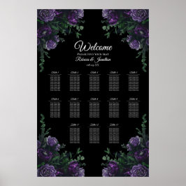 Black Lila Floral Elegante Wedding Gothic Poster