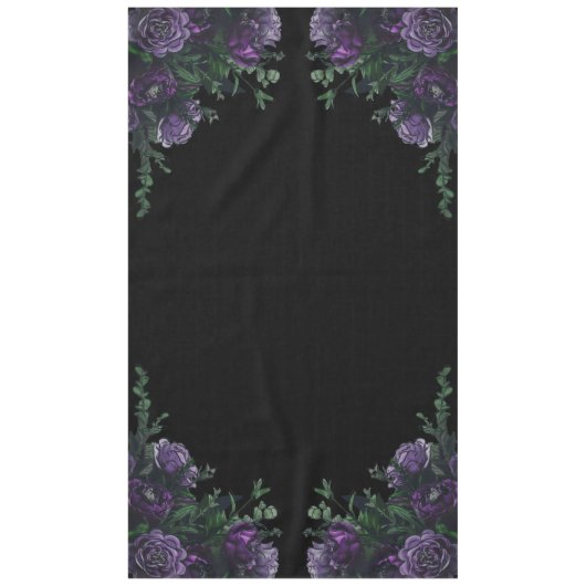 Black Lila Floral Elegante Wedding Gothic Tischdecke (Vorderseite)