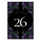 Black Lila Floral Elegante Wedding Gothic Tischnummer (Vorderseite)