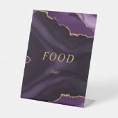 Black & Lila Gold Calligrafy Food Pedestal Sign Sockelschild (Vorderseite)
