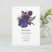 Black Lila Gold Floral Gothies Dusche Inv Einladung (Stehend Vorderseite)