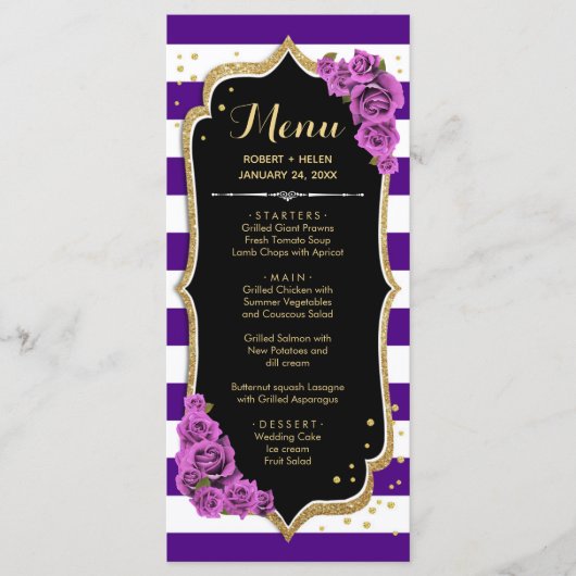 Black Lila Gold Menu Card Programm (Vorderseite)