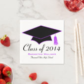 Black & Lila Grad Hat Abschluss Napkins Serviette (Beispiel)