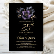 Black Lila Gray Floral 25 Jahre Jubiläum