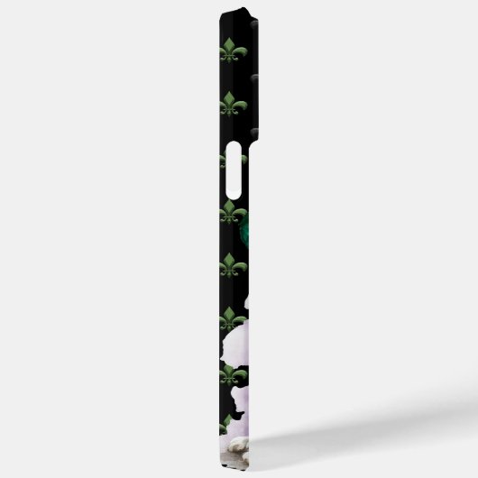 BLACK LILA GREEN GOLD MARDI GRAS PUPPY HUND Case-Mate iPhone HÜLLE (Rückseite / Rechts)