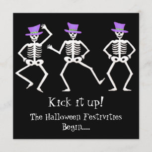 Black Lila Green Halloween Skeletts Bone Dance Einladung
