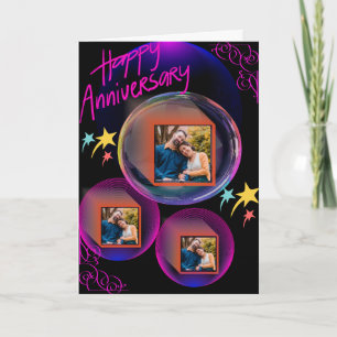 Black Lila Happy Anniversary Daughter & Husband Karte