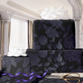 Black Lila Ombre Modernes Vintages Blumentoilette Geschenkpapier