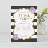 Black Lila und Gold Bridal Luncheon Einladung (Stehend Vorderseite)