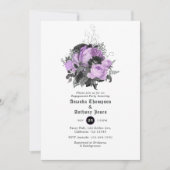 Black, Lila und Silver Gothic Engagement Party Einladung (Vorderseite)