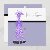 Black Lila Whimsy Giraffe Baby Girl Dusche Einladung (Vorne/Hinten)