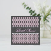 Black & Lilac Damask Lace Jewel Brautparty Einladung (Stehend Vorderseite)