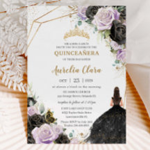 Black Lilac Rose Floral Quinceañera 16 . Geburtsta
