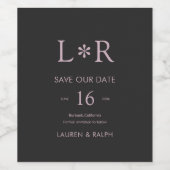Black & Lilac | Stylish Wedding Save the Date Weinetikett (Einzelnes Label)