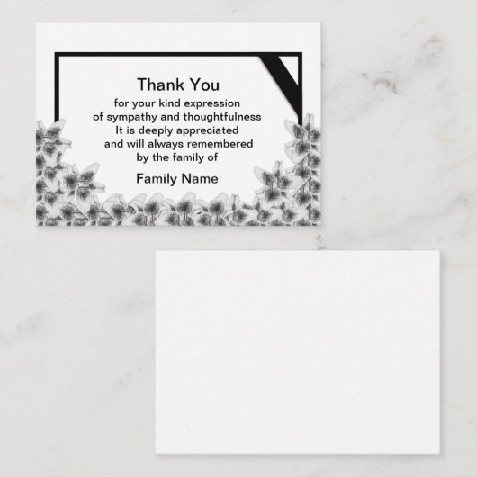 Black Lily Blume Danke Karte (Vorne/Hinten)
