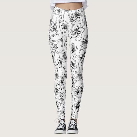 Black Lily Blume Leggings (Vorderseite)