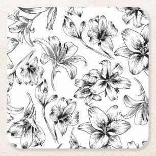 Black Lily Blume Rechteckiger Pappuntersetzer