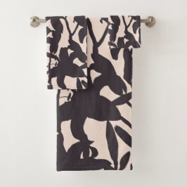 Black Lily Silhouette Badhandtuch Set