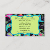 Black Lime Green Modern Paisley Pattern Monogram Visitenkarte (Rückseite)