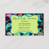 Black Lime Green Modern Paisley Whimsy Pattern Visitenkarte (Rückseite)