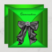 Black Lime Green Qiunceanera Einladung (Vorne/Hinten)