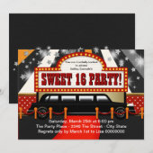 Black Limo Movie Star Sweet 16 Party Einladung (Vorne/Hinten)