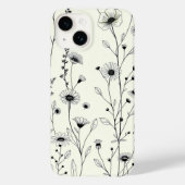 Black Line Art Floral Cream iPhone Case (Rückseite)
