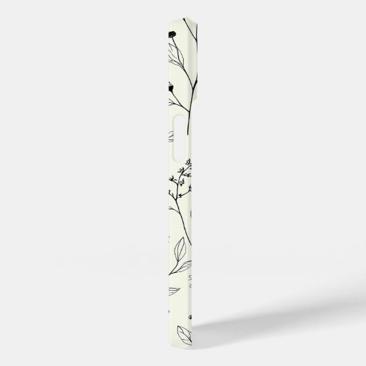 Black Line Art Floral Cream iPhone Case (Rückseite / Rechts)