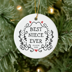 Black Line Art Wreath Personalisiert Best Niece je Keramik Ornament