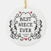 Black Line Art Wreath Personalisiert Best Niece je Keramik Ornament (Vorne)