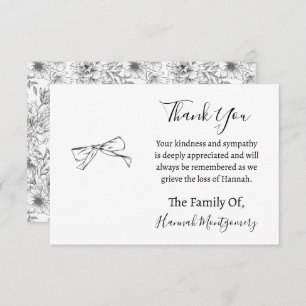 Black Line Florals Beerdigung Beileid Vielen Dank Mitteilungskarte