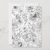 Black Line Florals Beerdigung des Lebens Einladung (Rückseite)