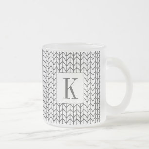 BLACK LINE KNIT Frosted Glass Tasse + Initiale