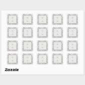 Black Line Minimalist Rose Frame Wedding Quadratischer Aufkleber (Blatt)
